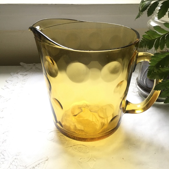 Vintage MCM amber glass pitcher - Picture 3 of 5